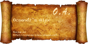 Ocsenás Alex névjegykártya